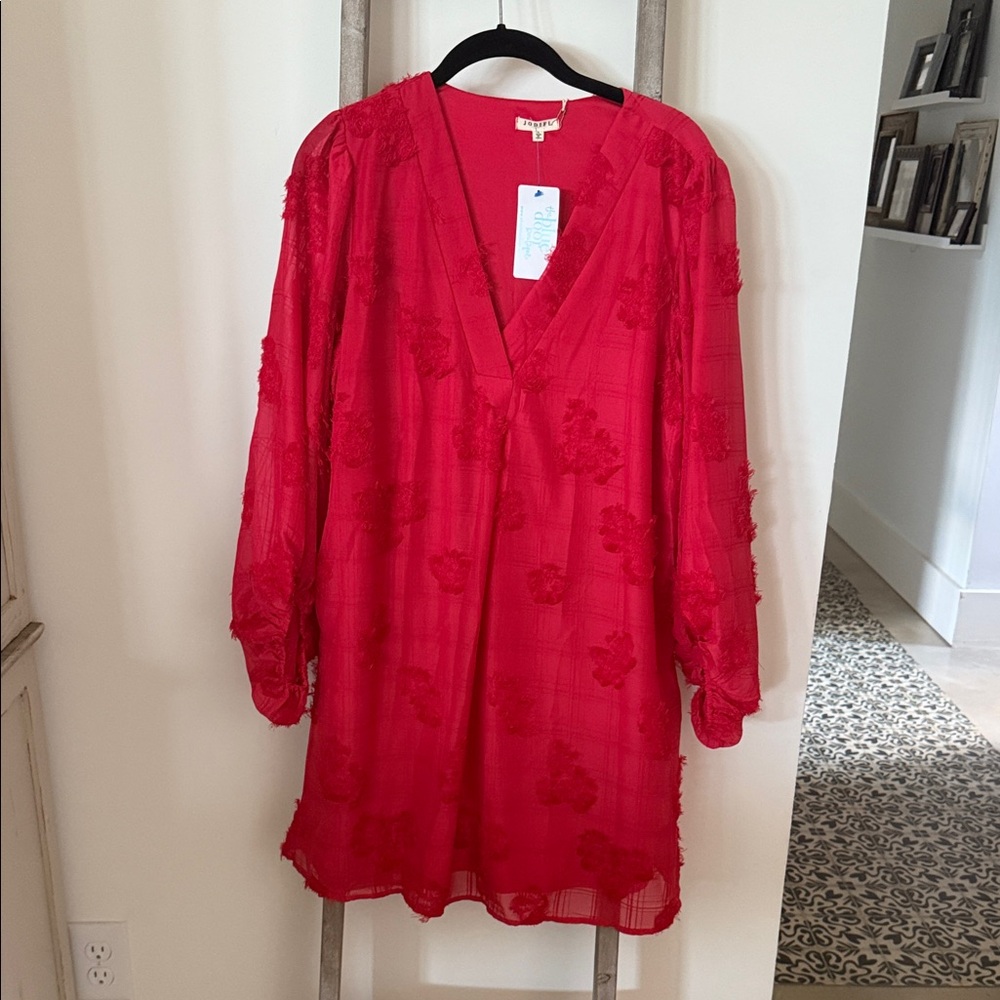 JODIFL Vibrant Red Textured Dress NWT